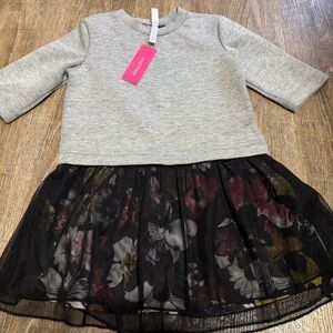 Xhilaration Gray and Black Floral Kids Dress